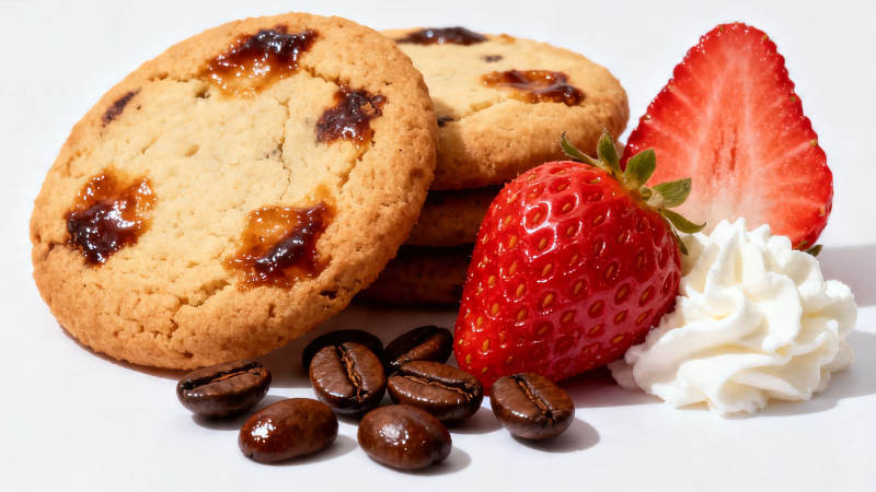 草莓咖啡曲奇配奶油图片