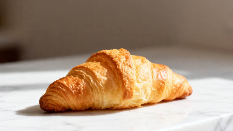 金黄酥脆的牛角包图片