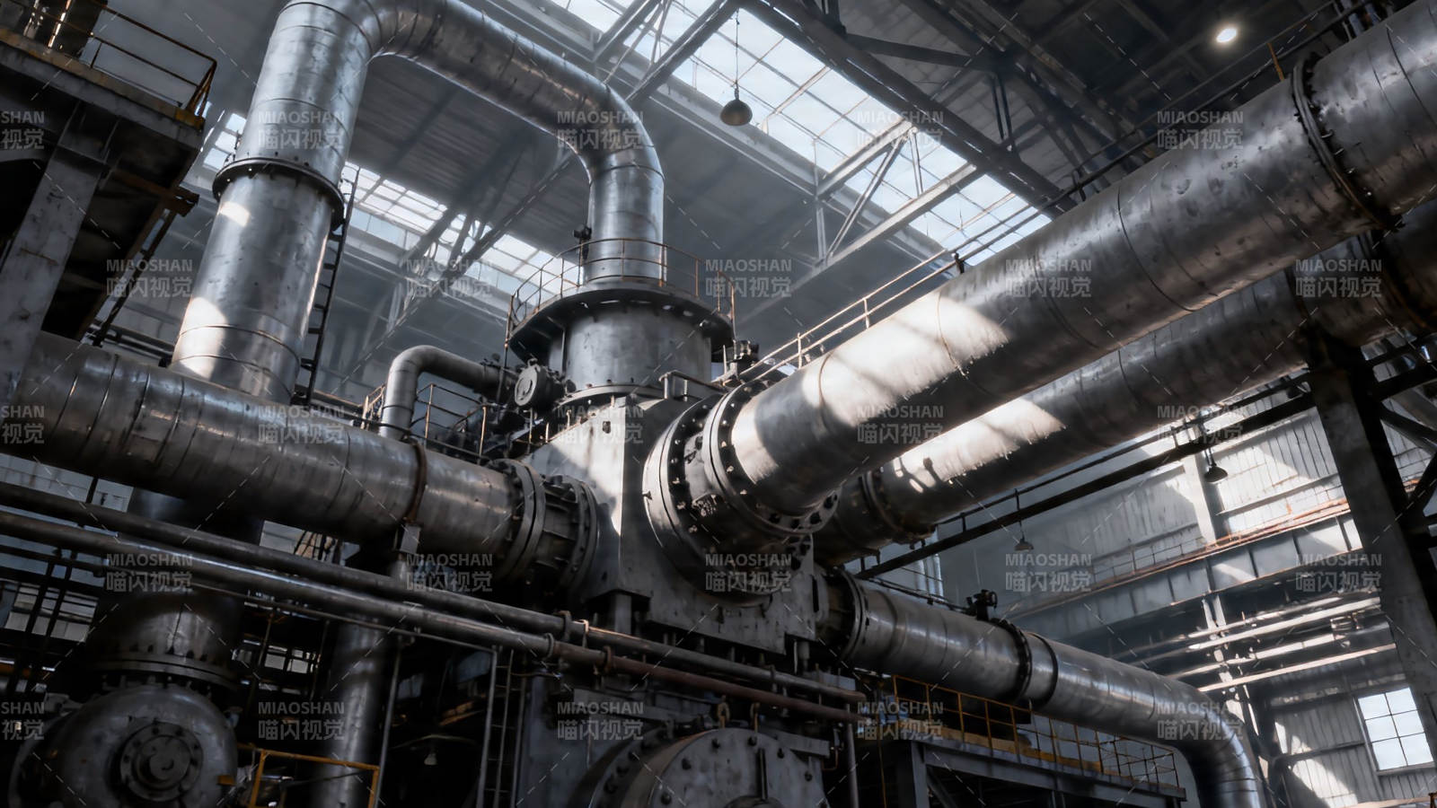 工业管道纵横交错厂房图片