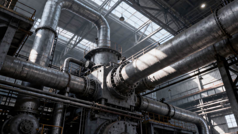 工业管道纵横交错厂房图片