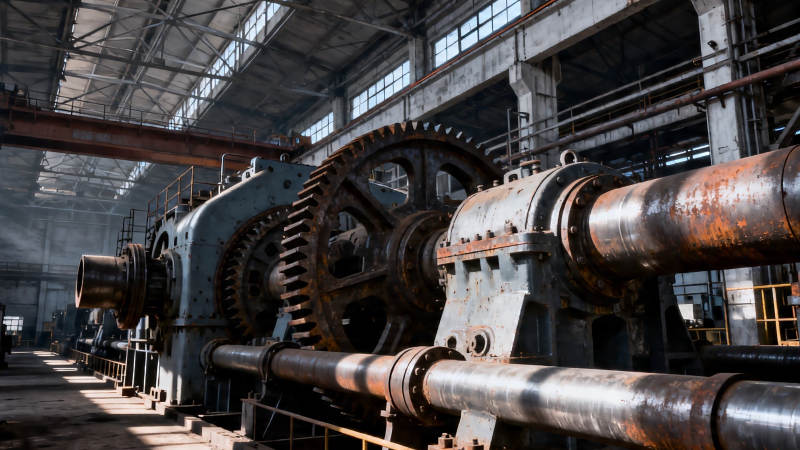 老旧工厂巨型齿轮机械图片