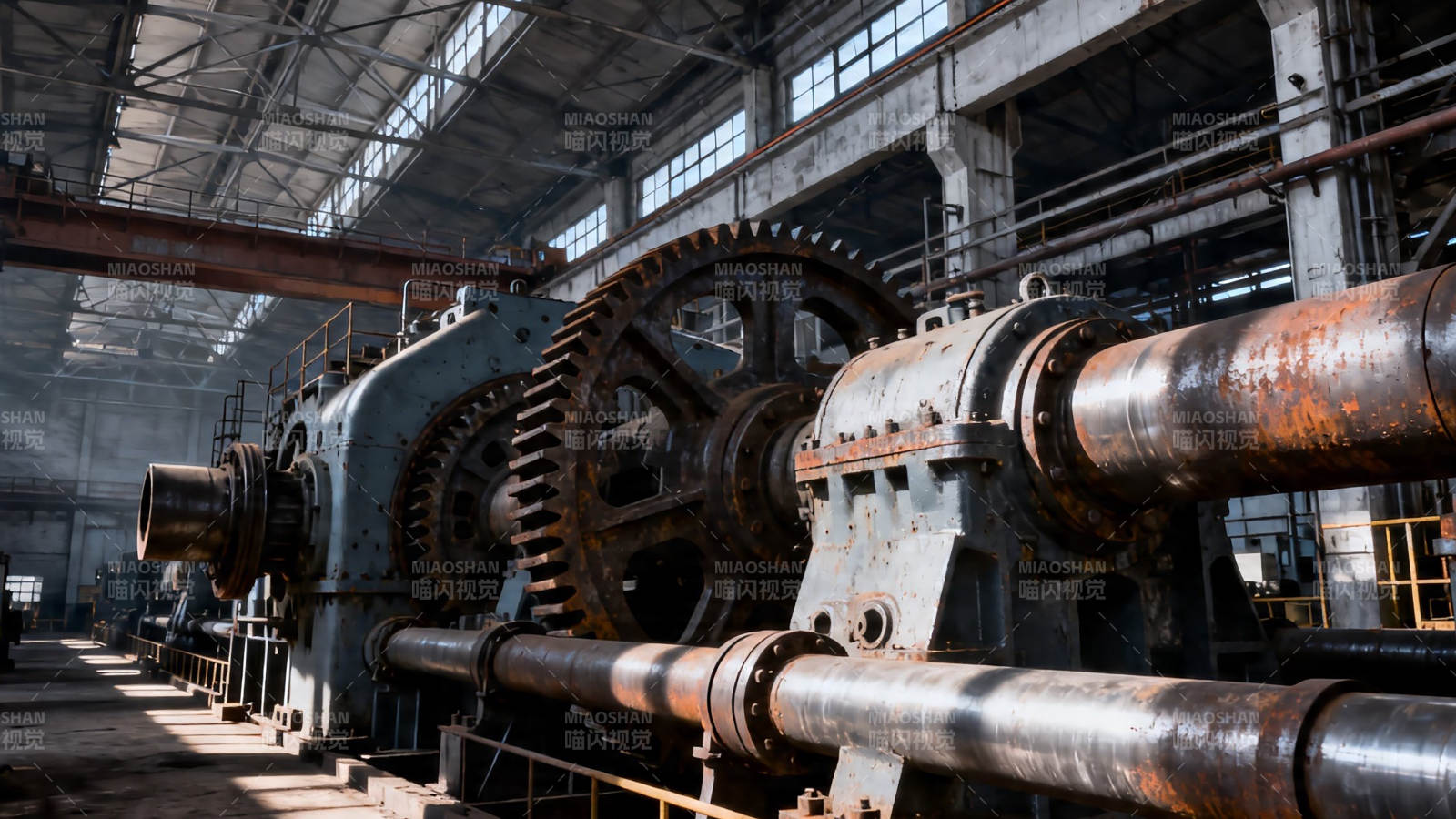 老旧工厂巨型齿轮机械图片