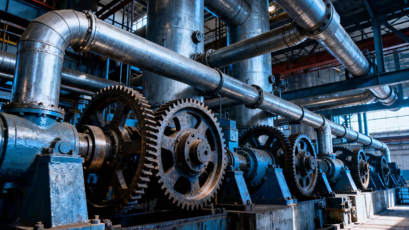 工业齿轮与管道系统图片