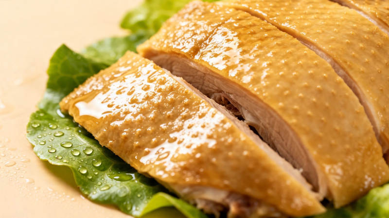 金黄卤鸭切片配生菜图片