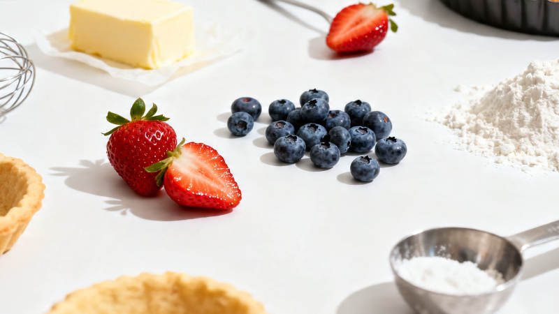 草莓蓝莓挞食材准备中图片