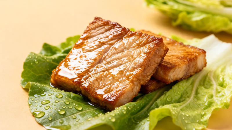 香煎五花肉配生菜图片