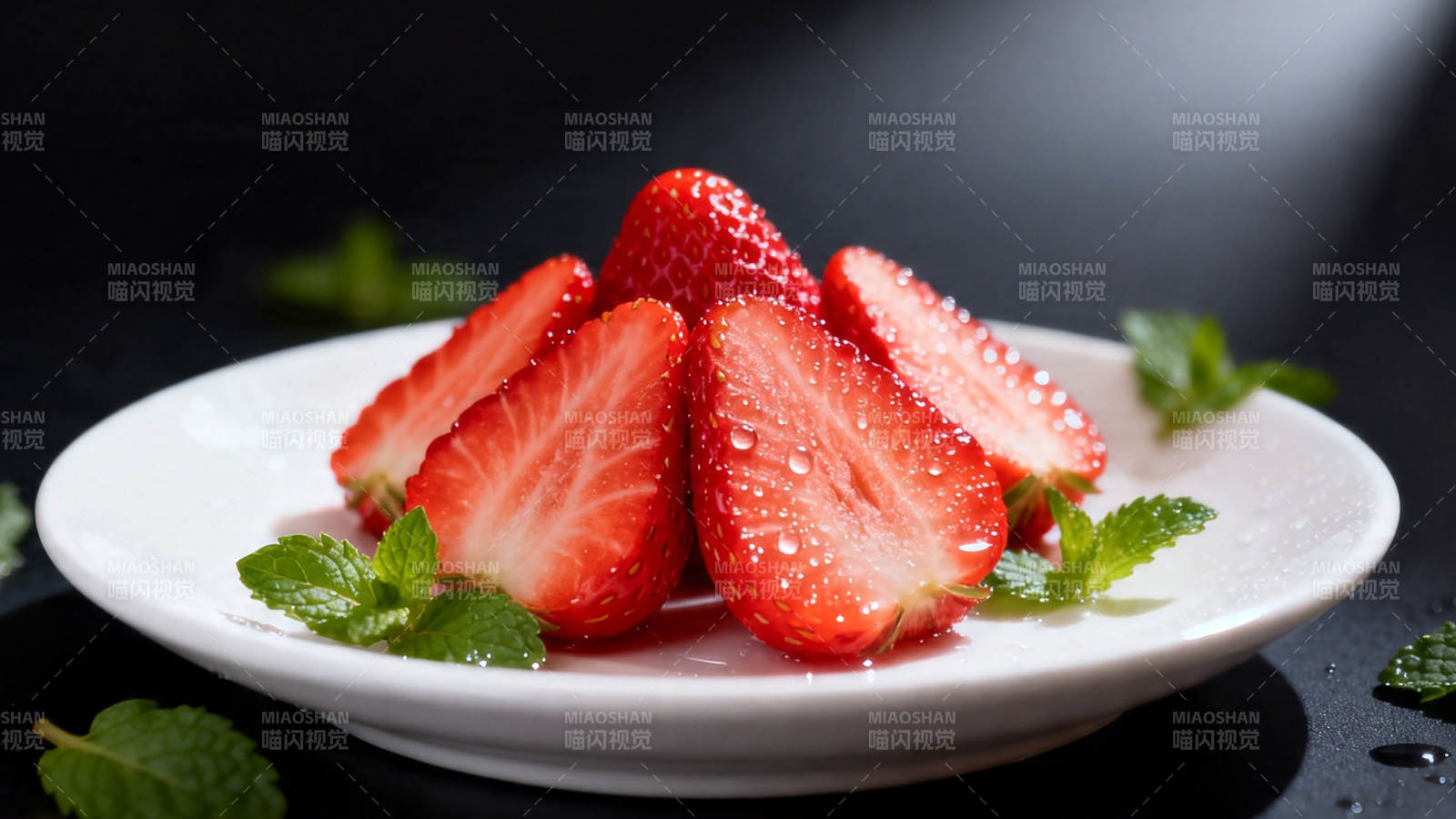 草莓配薄荷 清新诱人图片
