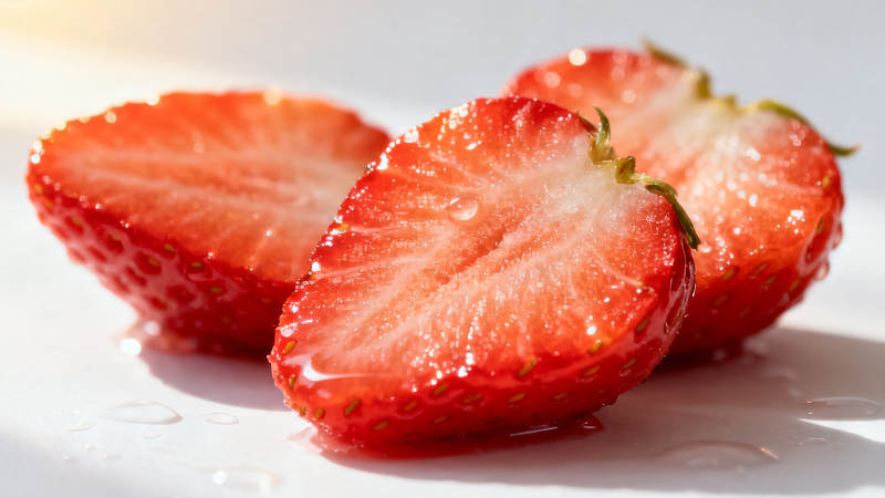 鲜红草莓切片 水润诱人图片