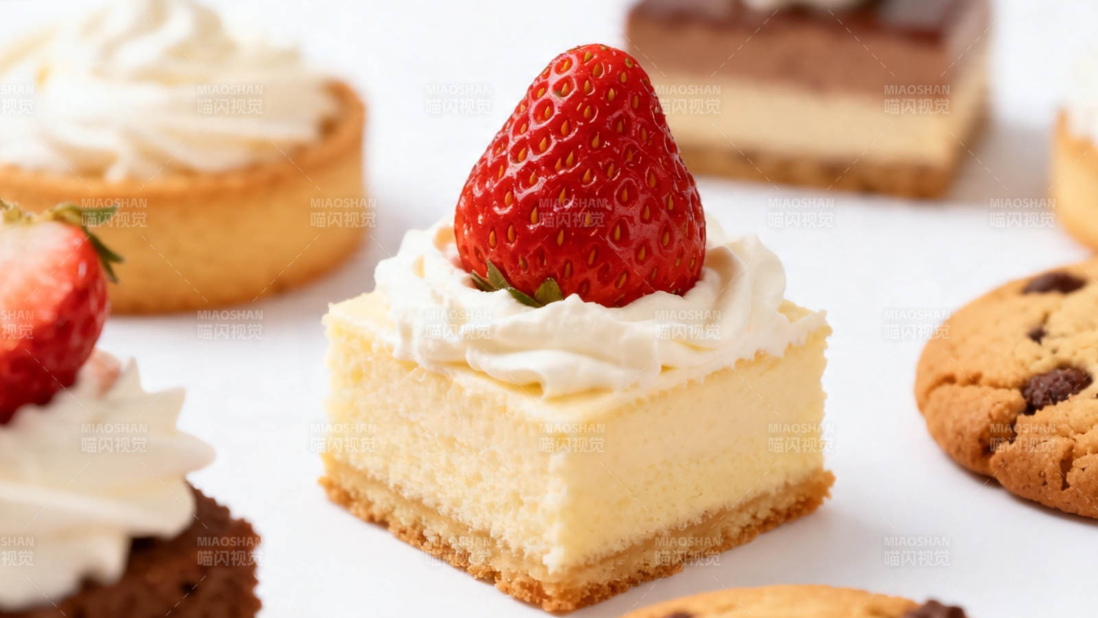 草莓奶油甜点拼盘图片