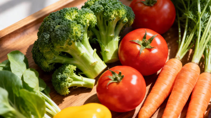 新鲜蔬菜拼盘 西兰花番茄胡萝卜图片