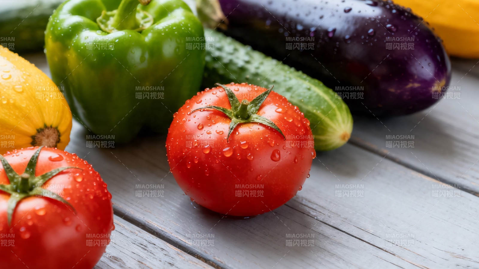 新鲜蔬菜带水珠 色彩鲜艳诱人图片
