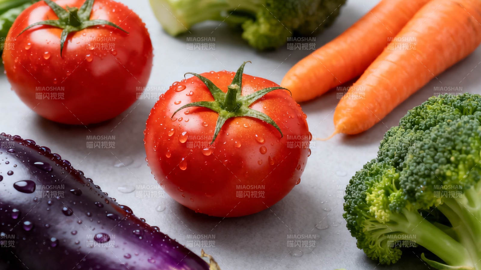 新鲜蔬菜特写 番茄胡萝卜西兰花图片