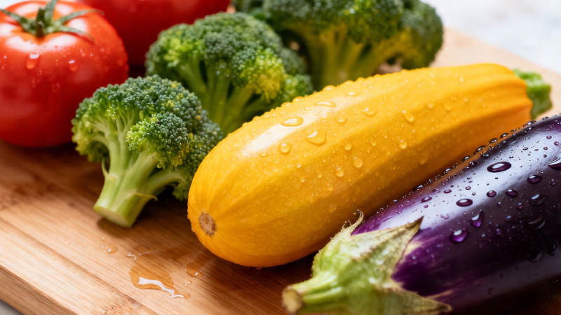 新鲜蔬菜摆盘 水珠晶莹诱人图片