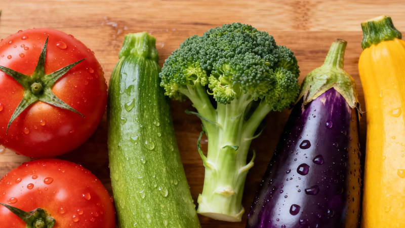 新鲜蔬菜特写 番茄西兰花茄子图片