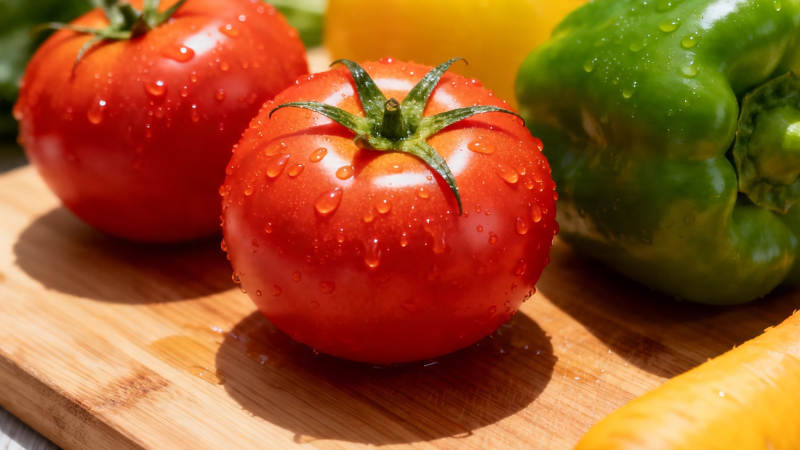 新鲜蔬果带水珠 色彩鲜艳诱人图片