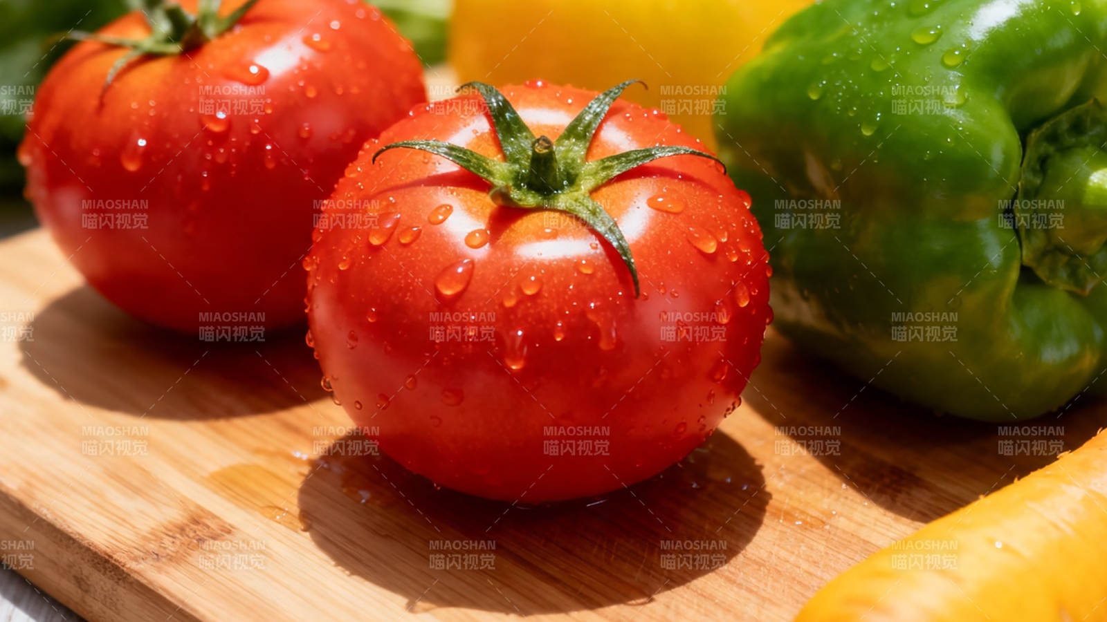 新鲜蔬果带水珠 色彩鲜艳诱人图片