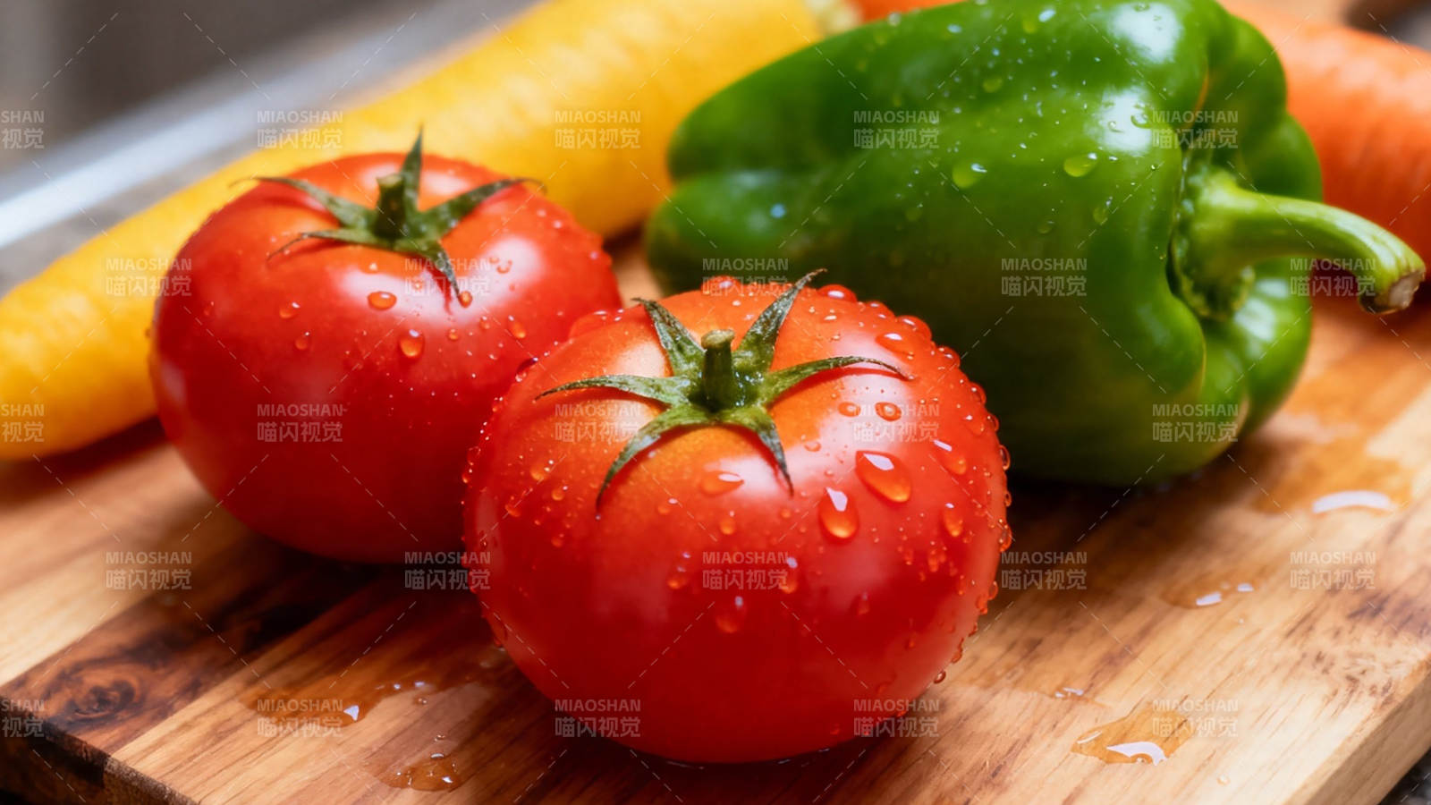 新鲜蔬菜带水珠 色彩鲜艳诱人图片