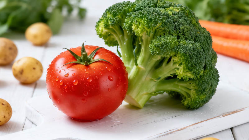 新鲜蔬菜 番茄西兰花胡萝卜图片