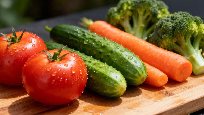 新鲜蔬菜水珠晶莹诱人图片