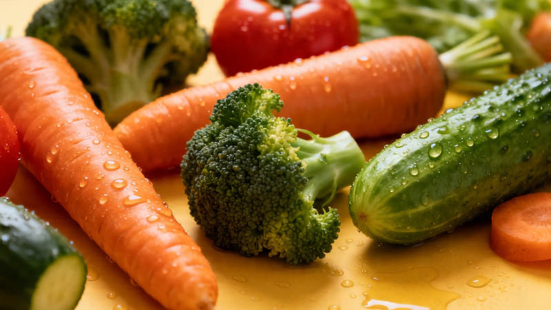 新鲜蔬菜水珠晶莹诱人图片