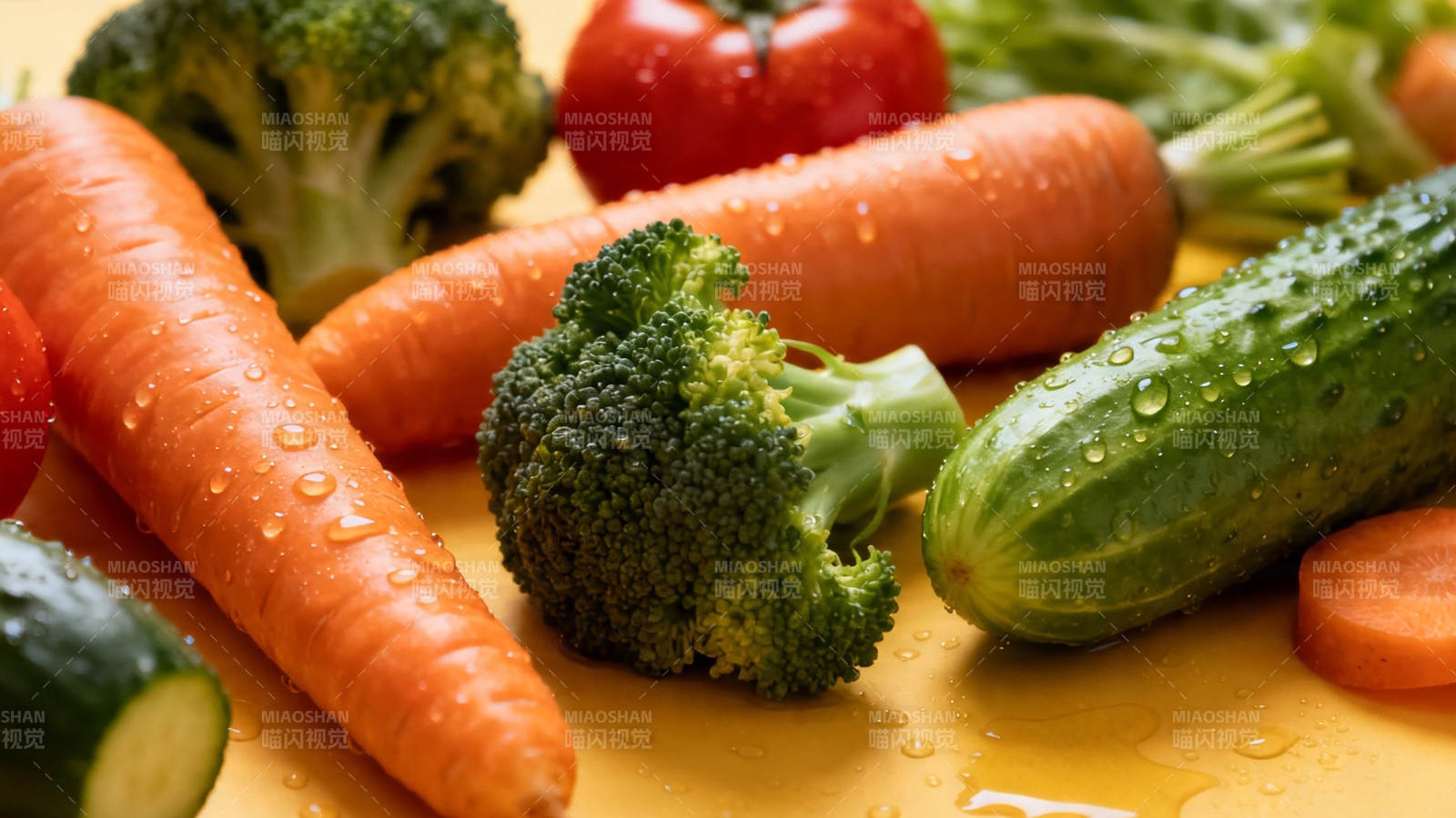 新鲜蔬菜水珠晶莹诱人图片