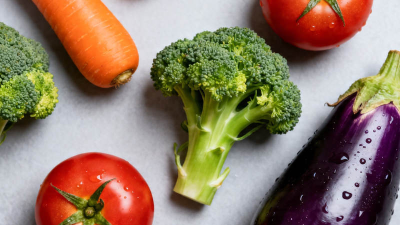 新鲜蔬菜特写 西兰花茄子番茄胡萝卜图片