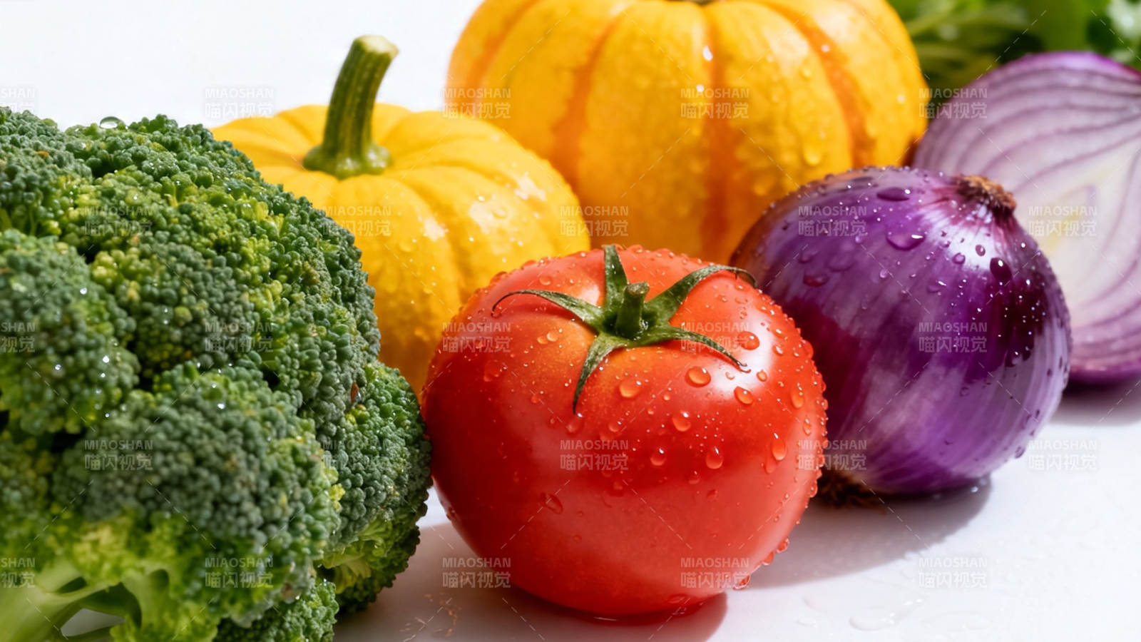 新鲜蔬菜特写 西兰花番茄洋葱南瓜图片