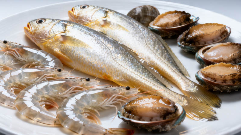 海鲜拼盘 鱼虾鲍鱼鲜美呈现图片