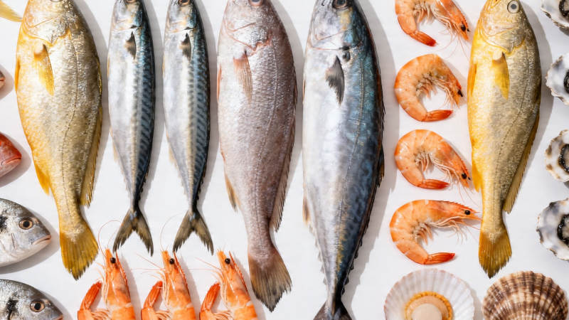 新鲜海鱼虾贝拼盘图片