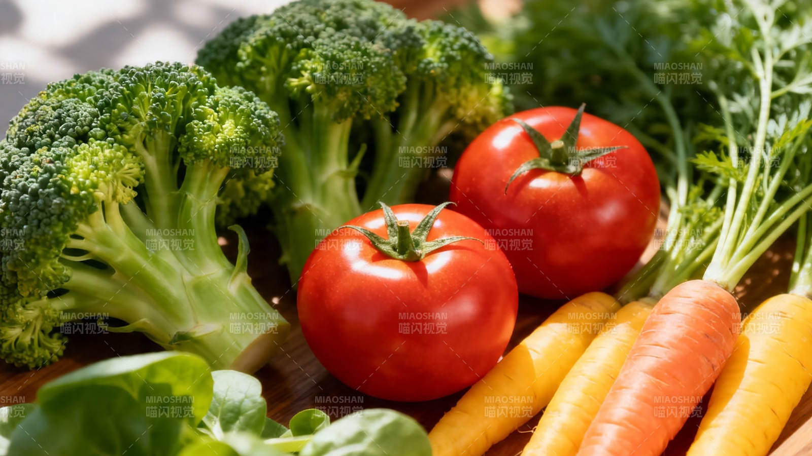 新鲜蔬菜 西兰花番茄胡萝卜图片