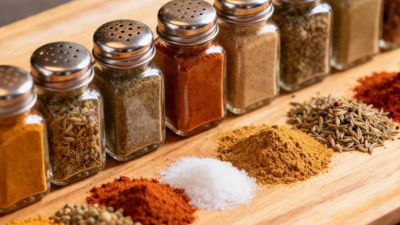 香料瓶与粉末 厨房调味艺术图片