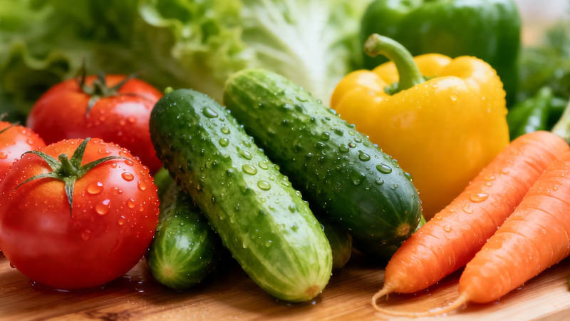 新鲜蔬菜特写 番茄黄瓜彩椒胡萝卜图片
