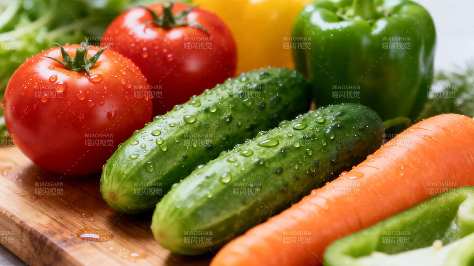 新鲜蔬菜带水珠 色彩鲜艳诱人图片