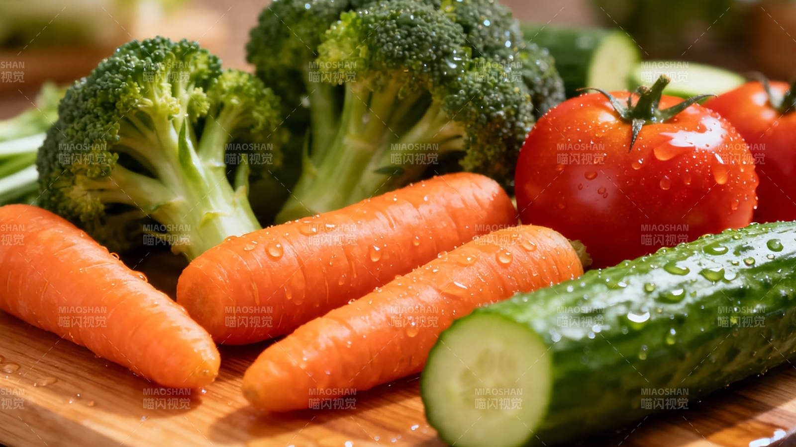 新鲜蔬菜特写 胡萝卜西兰花番茄黄瓜图片