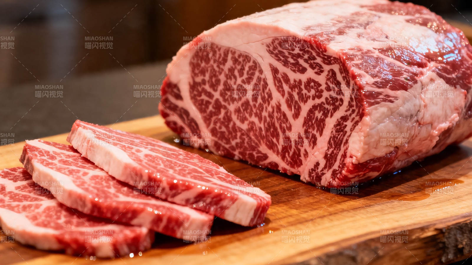 顶级雪花牛肉切片展示图片