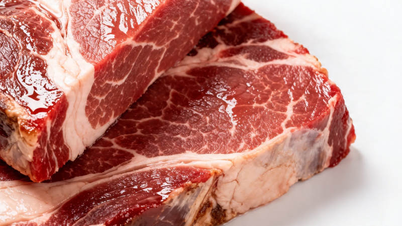 新鲜雪花牛肉特写图片