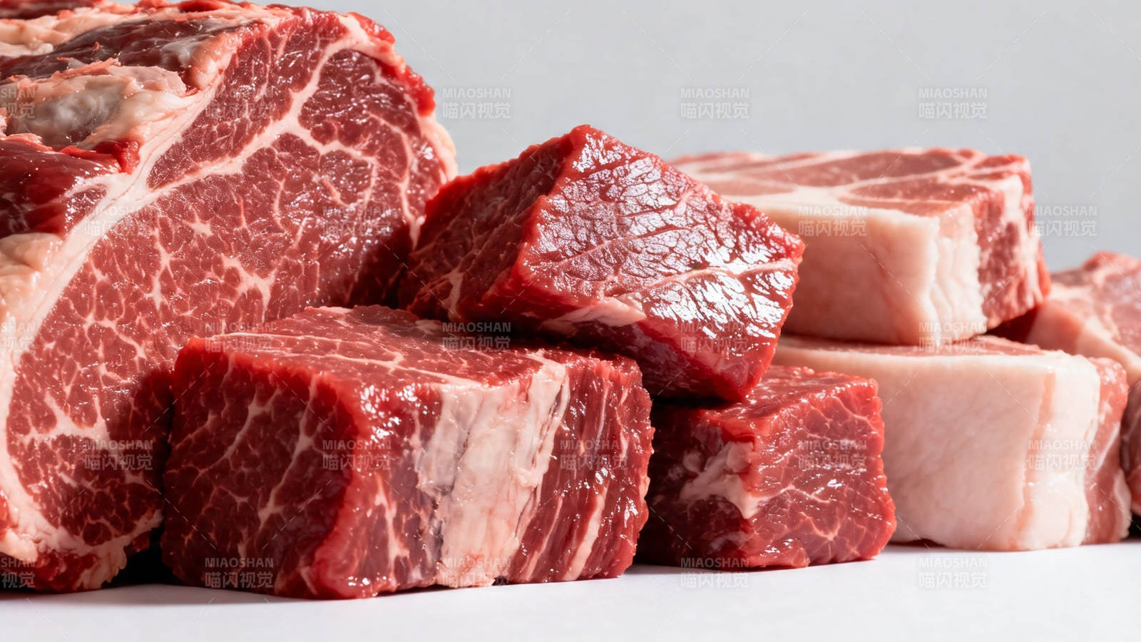 新鲜牛肉块 纹理清晰诱人图片