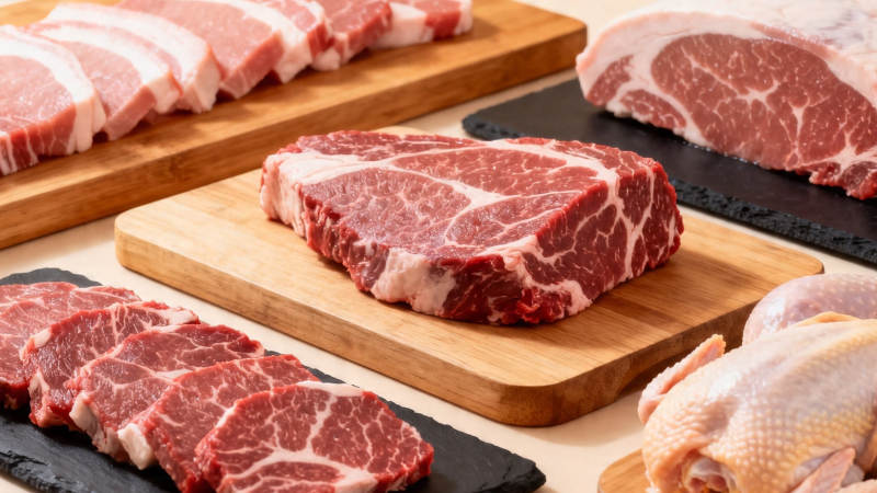 新鲜肉类拼盘展示图片