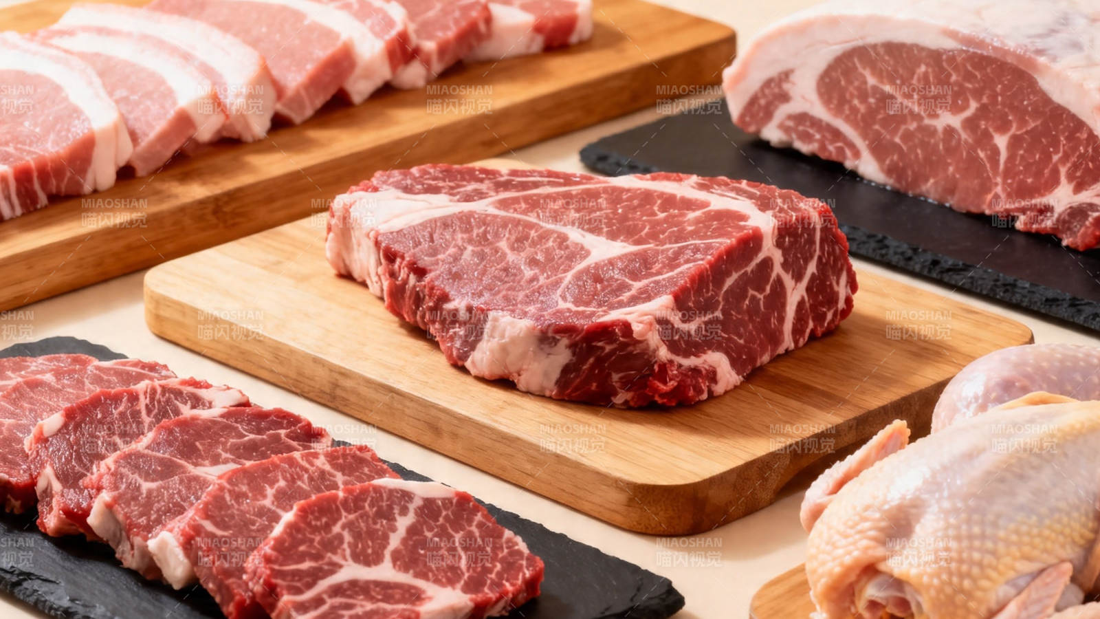 新鲜肉类拼盘展示图片