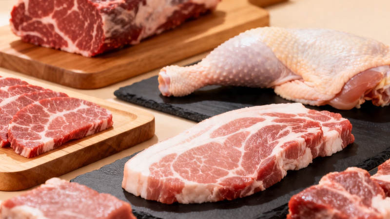 新鲜肉类拼盘展示图片