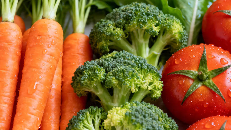 新鲜蔬菜 胡萝卜西兰花番茄图片