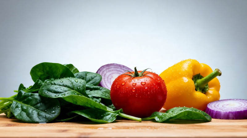 新鲜蔬菜摆盘 色彩缤纷诱人图片