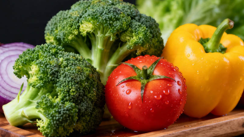 新鲜蔬菜特写 西兰花番茄彩椒图片