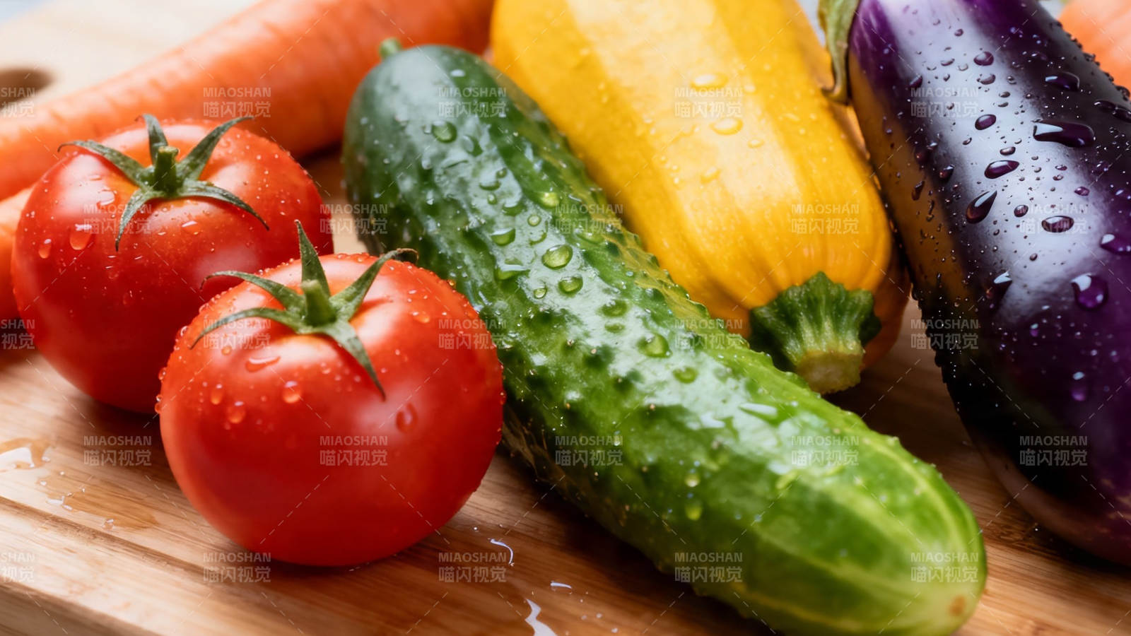 新鲜蔬菜水珠晶莹诱人图片