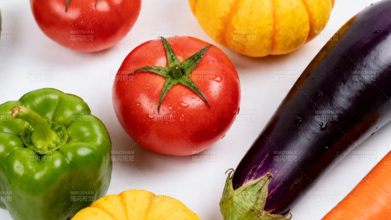 新鲜蔬菜特写 番茄茄子彩椒南瓜图片