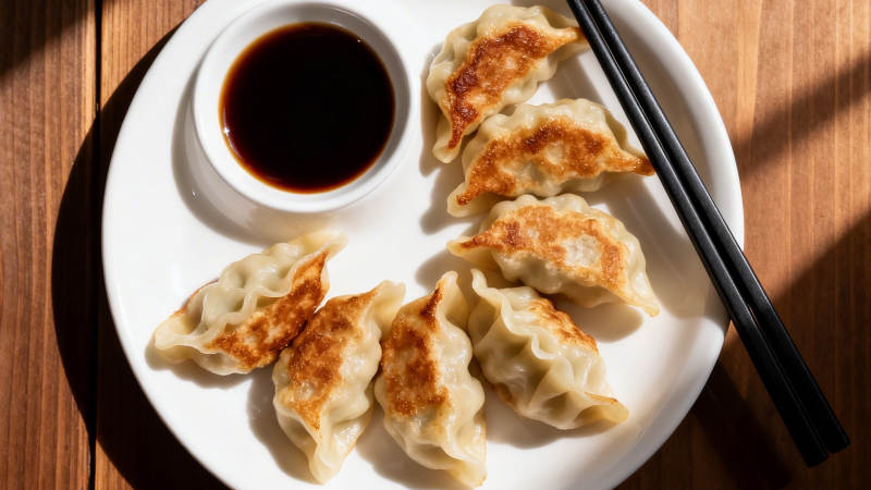 煎饺配酱油 筷伴香满盘图片