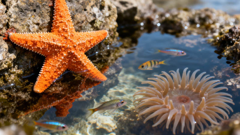 海星与海葵共舞潮池图片