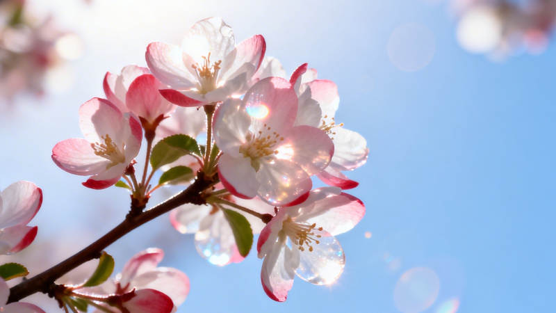 春日花枝映蓝天图片