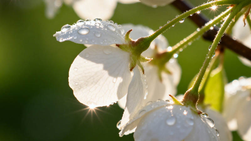 晨露映花 阳光微闪图片