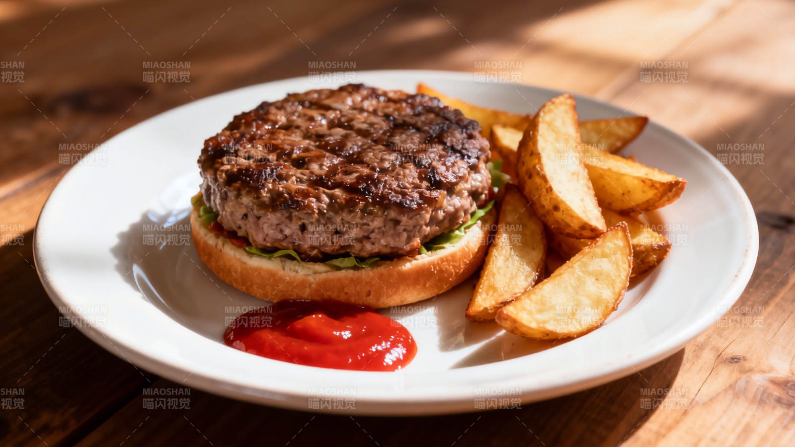汉堡配薯角 美味一餐享图片